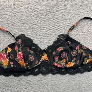 Vintage Floral Balconette Bra 51057 Interludes By Cira MAde In USA Size Large